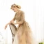 Chic / Belle Doré Robe De Soirée 2017 Dentelle Perlage Appliques Percé Paillettes Soirée Robe De Bal