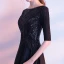 Modest / Simple Black Floor-Length / Long Evening Dresses  2018 A-Line / Princess Charmeuse U-Neck Beading Sequins Evening Party Formal Dresses