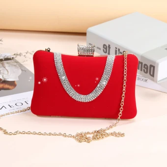 Chic Belle Rouge Pochette Perlage Faux Diamant Velour Cocktail Soirée Accessorize 2019