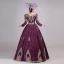 Vintage / Retro Medieval Burgundy Ball Gown Prom Dresses 2021 V-Neck Zipper Up Long Sleeve Floor-Length / Long Embroidered Tassel Cosplay Prom Formal Dresses