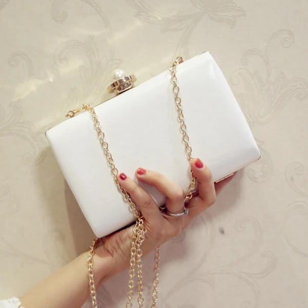 Luxury / Gorgeous 2017 White Pearl Pink Red Black Apricot / Beige Leaf Ankle Strap PU Beach Church Outdoor / Garden Clutch Bags