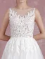 Chic / Belle Ivoire Robe De Mariée 2017 Princesse Encolure Dégagée Sans Manches Percé Dentelle Volants Tulle Ceinture Longue