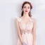 Chic / Beautiful Blushing Pink 2018 Evening Dresses  V-Neck Tulle A-Line / Princess Floor-Length / Long Summer Beading Butterfly Appliques Backless Evening Party Formal Dresses