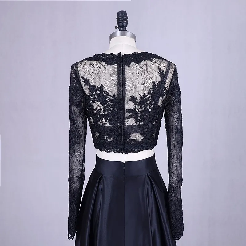 open lace back dress One Shoulder Long Sleeve Prom Dress With Side Cutout