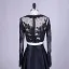 2 Piece Black Prom Dresses 2017 Scoop Neck A-Line / Princess Long Sleeve Appliques Lace Satin Formal Dresses