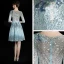 Modern / Fashion Multi-Colors Short Graduation Dresses 2018 A-Line / Princess U-Neck Tulle Backless Beading Pierced Sequins Sparkly Homecoming Formal Dresses