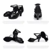 Chic / Beautiful Black 8 cm Latin Dance Shoes 2020 Open / Peep Toe PU X-Strap Sequins Dancing Prom High Heels Womens Sandals