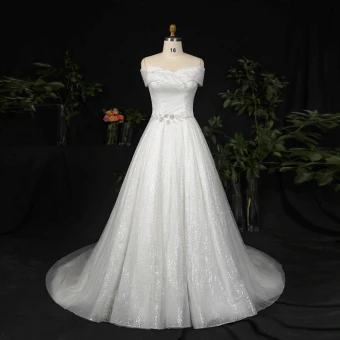 Scintillantes Bling Bling Ivoire Grande Taille Robe De Mariée 2021 Princesse Sans Manches Dentelle Satin Fait Main Perlage Paillettes Chapel Train Mariage