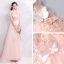 Chic / Beautiful Blushing Pink 2018 Evening Dresses  V-Neck Tulle A-Line / Princess Floor-Length / Long Summer Beading Butterfly Appliques Backless Evening Party Formal Dresses