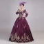 Vintage / Retro Medieval Burgundy Ball Gown Prom Dresses 2021 V-Neck Zipper Up Long Sleeve Floor-Length / Long Embroidered Tassel Cosplay Prom Formal Dresses