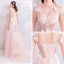 Chic / Beautiful Blushing Pink 2018 Evening Dresses  V-Neck Tulle A-Line / Princess Floor-Length / Long Summer Beading Butterfly Appliques Backless Evening Party Formal Dresses