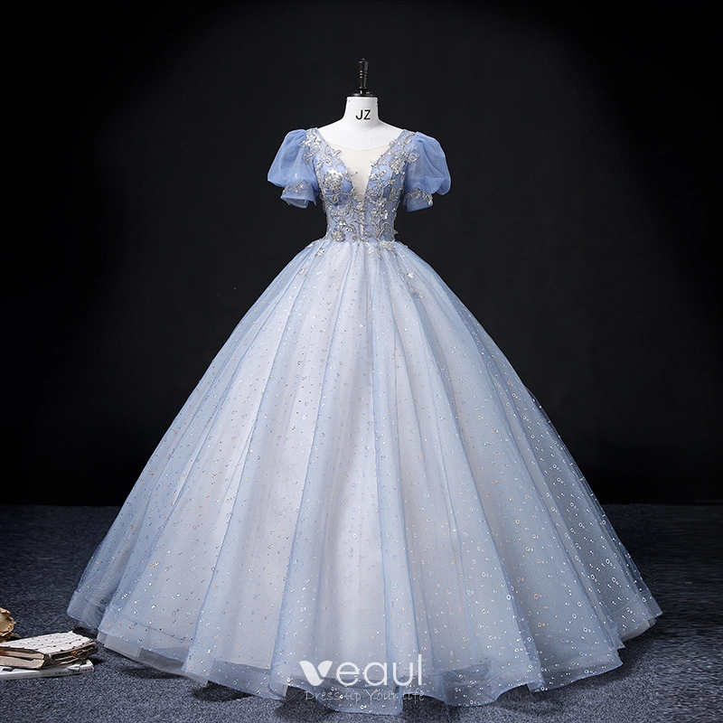 Fashion Ball Gown Prom Dress Blue Elegant Off The Shoulder Floor-Length Princess  Dress Cinderella Cosplay Evening Party Dress - AliExpress