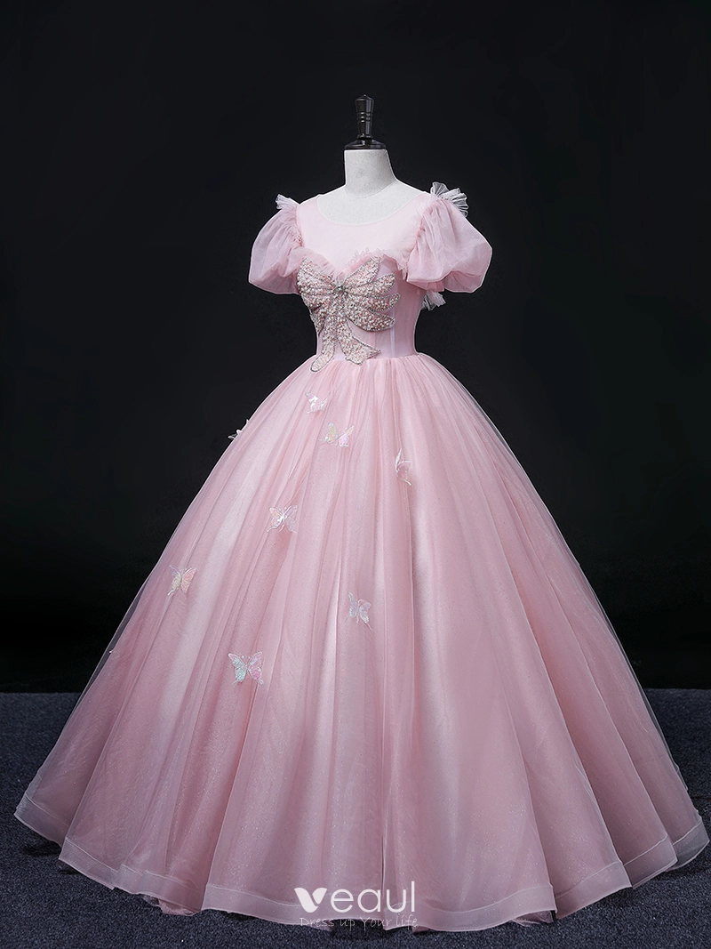 Off Shoulder Blue Princess Style Satin Prom Dress With Crystal - Ball –  WonderlandByLilian