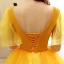 Affordable Gold Prom Dresses 2020 Ball Gown Scoop Neck Short Sleeve Appliques Sequins Flower Floor-Length / Long Ruffle Backless Formal Dresses