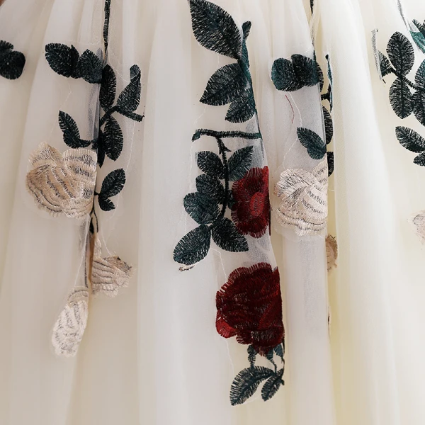 Chic / Beautiful Champagne Rhinestone Lace Flower Prom Dresses 2022 A-Line / Princess Off-The-Shoulder Short Sleeve Backless Floor-Length / Long Formal Dresses