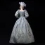 Vintage / Retro Medieval Pool Blue Ball Gown Prom Dresses 2021 Zipper Up U-Neck Floor-Length / Long 3/4 Sleeve 3D Lace Embroidered Printing Cosplay Prom Formal Dresses