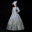 Vintage / Retro Medieval Pool Blue Ball Gown Prom Dresses 2021 Zipper Up U-Neck Floor-Length / Long 3/4 Sleeve 3D Lace Embroidered Printing Cosplay Prom Formal Dresses