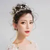 Modern / Fashion Gold Bridal Jewelry 2017 Metal Star Beading Rhinestone Headpieces Wedding Prom Accessories