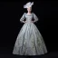 Vintage / Retro Medieval Pool Blue Ball Gown Prom Dresses 2021 Zipper Up U-Neck Floor-Length / Long 3/4 Sleeve 3D Lace Embroidered Printing Cosplay Prom Formal Dresses