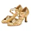 Chic / Beautiful Gold Sequins Latin Dance Shoes 2022 X-Strap 7 cm Stiletto Heels Pointed Toe Prom Womens Sandals High Heels