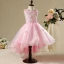 Chic / Beautiful Hall Wedding Party Dresses 2017 Flower Girl Dresses Blushing Pink Asymmetrical Ball Gown Scoop Neck Sleeveless Lace Appliques Flower Pearl Rhinestone