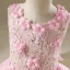 Chic / Beautiful Hall Wedding Party Dresses 2017 Flower Girl Dresses Blushing Pink Asymmetrical Ball Gown Scoop Neck Sleeveless Lace Appliques Flower Pearl Rhinestone