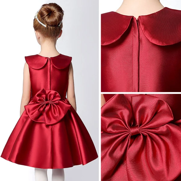 Chic / Beautiful Hall Wedding Party Dresses 2017 Flower Girl Dresses Burgundy Short A-Line / Princess Cascading Ruffles Bow Sash Sleeveless
