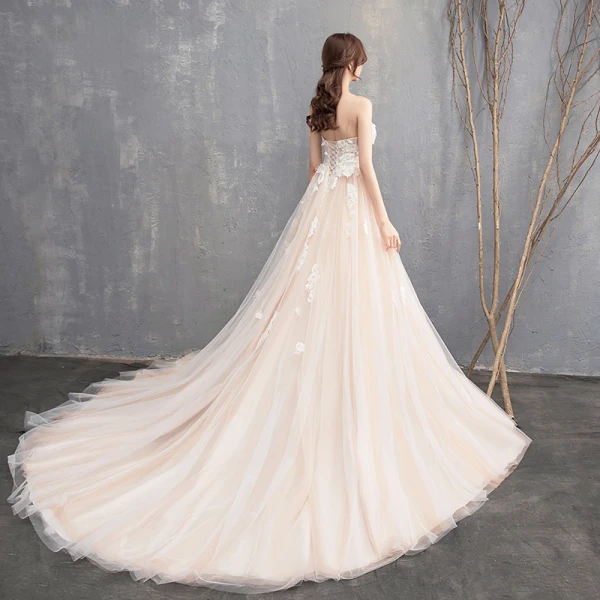 Modest / Simple Champagne Wedding Dresses 2018 A-Line / Princess ...