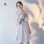 Modern / Fashion Graduation Dresses Party Dresses 2017 Silver Scoop Neck 1/2 Sleeves Lace Appliques A-Line / Princess