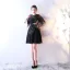 Modern / Fashion Graduation Dresses Party Dresses 2017 Silver Scoop Neck 1/2 Sleeves Lace Appliques A-Line / Princess