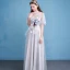 Modern / Fashion Graduation Dresses Party Dresses 2017 Silver Scoop Neck 1/2 Sleeves Lace Appliques A-Line / Princess