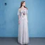 Modern / Fashion Graduation Dresses Party Dresses 2017 Silver Scoop Neck 1/2 Sleeves Lace Appliques A-Line / Princess