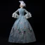 Modest / Simple Medieval Pool Blue Ball Gown Prom Dresses 2021 High Neck Zipper Up Long Sleeve Floor-Length / Long 3D Lace Embroidered Flower Animal Print Cosplay Prom Formal Dresses