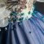 Chic / Beautiful Navy Blue Prom Dresses 2017 A-Line / Princess Tulle Appliques Backless Beading Strapless Prom Formal Dresses