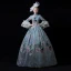 Modest / Simple Medieval Pool Blue Ball Gown Prom Dresses 2021 High Neck Zipper Up Long Sleeve Floor-Length / Long 3D Lace Embroidered Flower Animal Print Cosplay Prom Formal Dresses