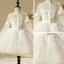Chic / Beautiful Church Wedding Party Dresses 2017 Flower Girl Dresses White Ball Gown Ankle Length Bow Sash Long Sleeve Scoop Neck Flower Appliques