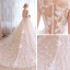 Sexy Church Wedding Dresses 2017 Champagne A-Line / Princess Glitter Cathedral Train Backless Square Neckline Sleeveless Appliques Flower