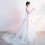 Amazing / Unique Hall Formal Dresses 2017 Prom Dresses A-Line / Princess Cathedral Train Cascading Ruffles V-Neck Long Sleeve Backless Appliques Flower