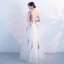 Amazing / Unique Hall Formal Dresses 2017 Prom Dresses White A-Line / Princess Floor-Length / Long Cascading Ruffles Scoop Neck Sleeveless Backless Appliques Flower
