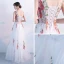 Amazing / Unique Hall Formal Dresses 2017 Prom Dresses White A-Line / Princess Floor-Length / Long Cascading Ruffles Scoop Neck Sleeveless Backless Appliques Flower