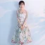 Chic / Belle Salle Robe De Ceremonie 2017 Robe De Graduation Blanche Thé Longueur Princesse Encolure Dégagée Dos Nu 1/2 Manches Appliques Fleur