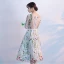 Chic / Belle Salle Robe De Ceremonie 2017 Robe De Graduation Blanche Thé Longueur Princesse Encolure Dégagée Dos Nu 1/2 Manches Appliques Fleur