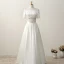 2 Piece Outdoor / Garden Wedding Dresses 2017 White A-Line / Princess Floor-Length / Long Square Neckline Short Sleeve Sequins Lace Appliques Rhinestone