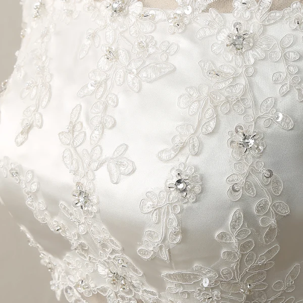 2 Piece Outdoor / Garden Wedding Dresses 2017 White A-Line / Princess Floor-Length / Long Square Neckline Short Sleeve Sequins Lace Appliques Rhinestone