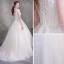 Vintage Ivory See-through Wedding Dresses 2018 Ball Gown High Neck 3/4 Sleeve Backless Appliques Flower Beading Pearl Ruffle Court Train