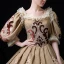 Vintage / Retro Medieval Gold Ball Gown Prom Dresses 2021 U-Neck Zipper Up Long Sleeve Floor-Length / Long Embroidered 3D Lace Cosplay Prom Formal Dresses