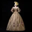 Vintage / Retro Medieval Gold Ball Gown Prom Dresses 2021 U-Neck Zipper Up Long Sleeve Floor-Length / Long Embroidered 3D Lace Cosplay Prom Formal Dresses