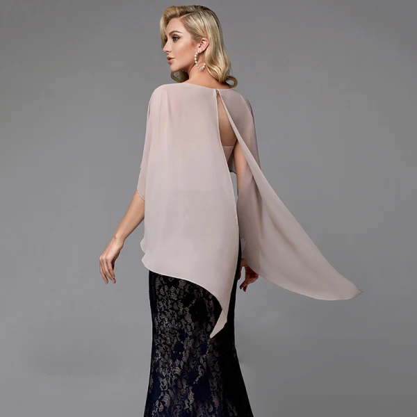 Modern / Fashion Sexy Black Evening Dresses  2020 Trumpet / Mermaid V-Neck Sleeveless With Shawl Backless Embroidered Watteau Train Cocktail Party Evening Party Formal Dresses