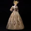 Vintage / Retro Medieval Gold Ball Gown Prom Dresses 2021 U-Neck Zipper Up Long Sleeve Floor-Length / Long Embroidered 3D Lace Cosplay Prom Formal Dresses