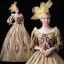 Vintage / Retro Medieval Gold Ball Gown Prom Dresses 2021 U-Neck Zipper Up Long Sleeve Floor-Length / Long Embroidered 3D Lace Cosplay Prom Formal Dresses